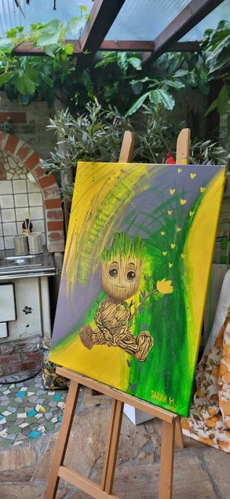 Baby Groot Leinwand 80 x 60 cm Acrylfarben
